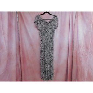 Mudpie Off the Shoulder Jumper Women Medium Black White Jasmine Print NWT